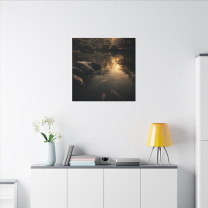 Winter Koi Pond Shadow Zen Canvas Art | Bold Decor