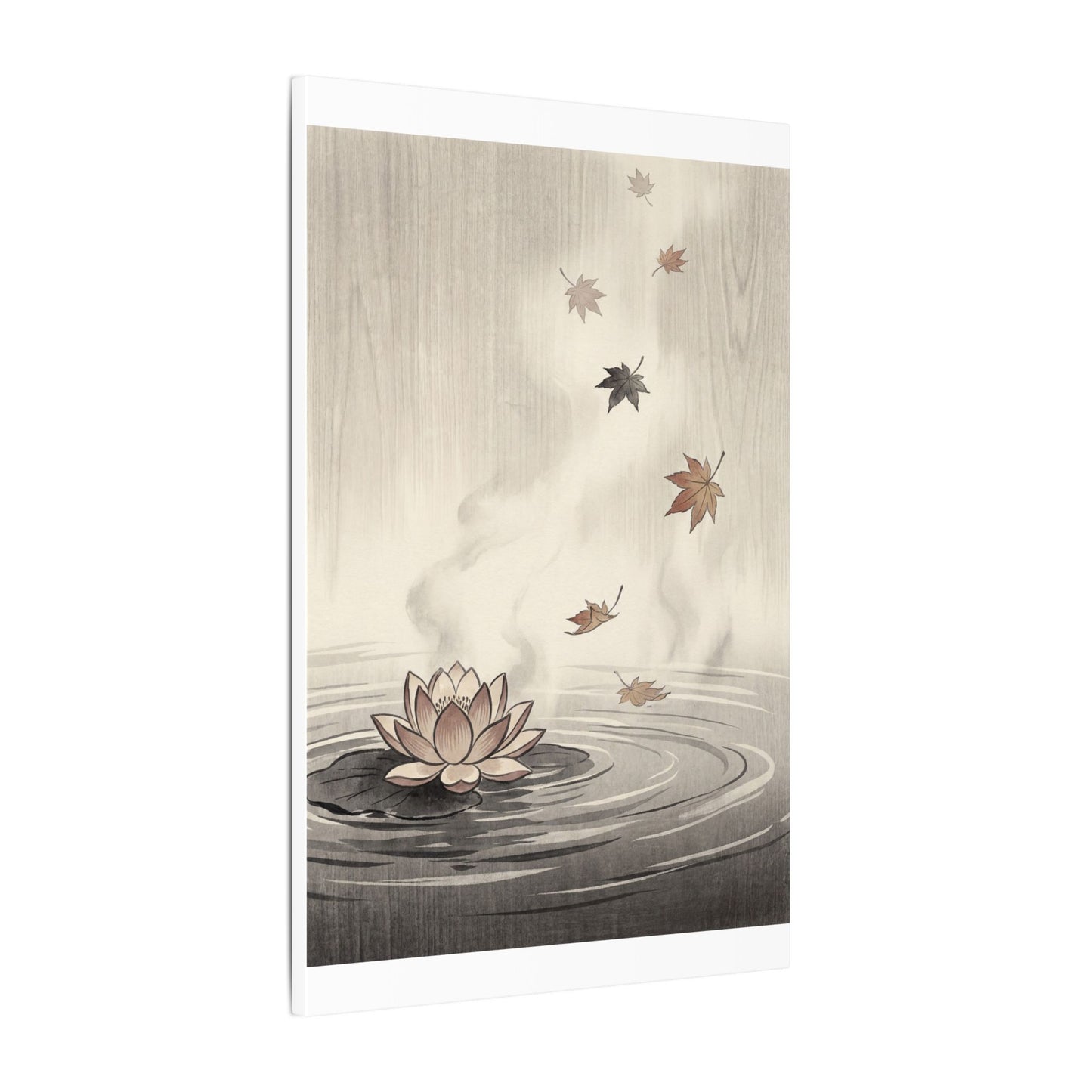 Lotus Flower Canvas Art | Autumn Zen Ukiyo E Inspired Art