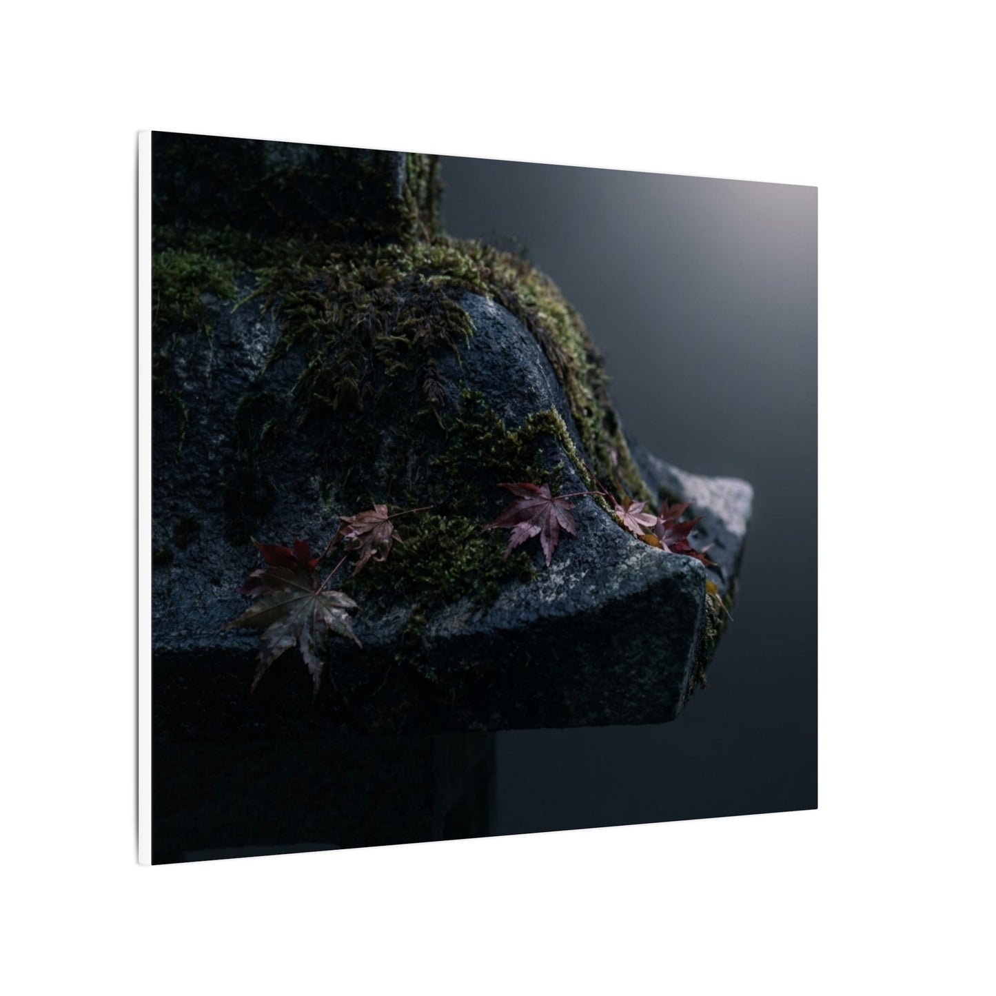 Stone Lantern Moody Minimal Canvas Art | Sophisticated Dark Japandi Art