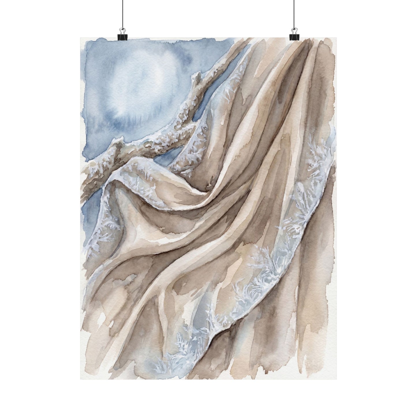 Silk Drape Wall Art Print | Winter Japandi Watercolor Art Art Print