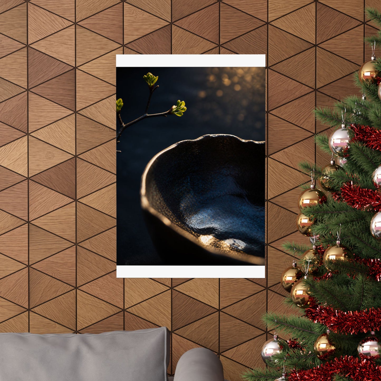 Ma Ceramic Bowl Wall Art Print - Dark Japandi Shadow Zen