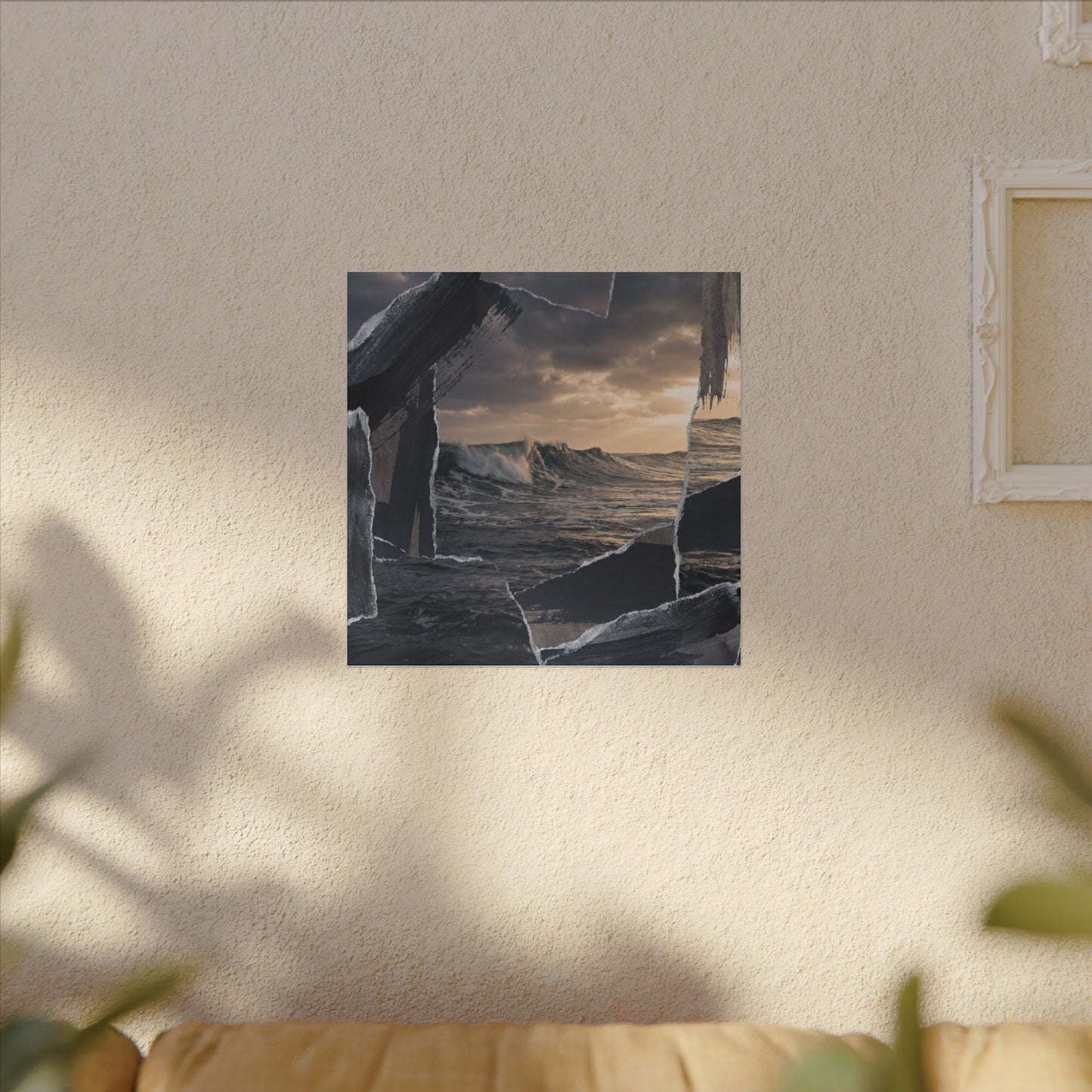 Fukinsei Ocean Wave Canvas Art - Dark Japandi Shadow Zen