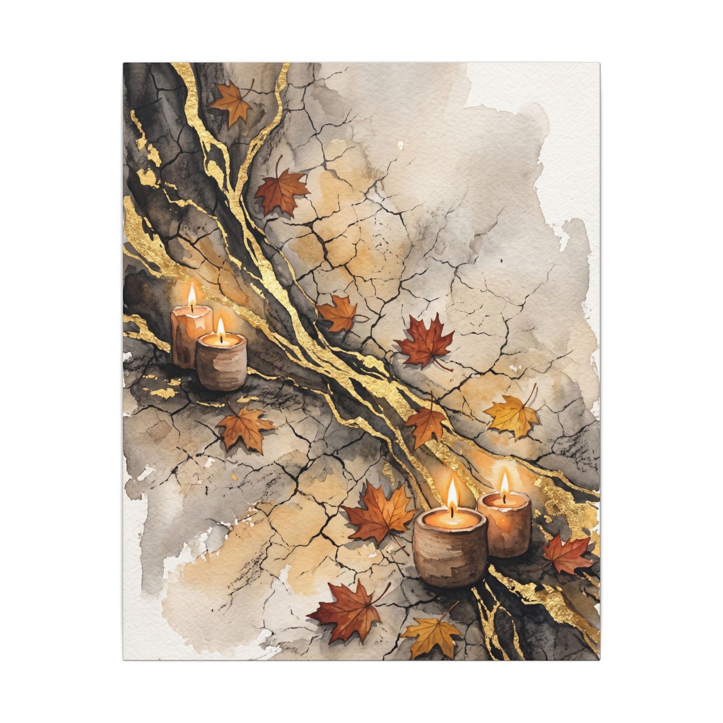Cracked Earth Autumn Canvas Art | Japandi Warm Design