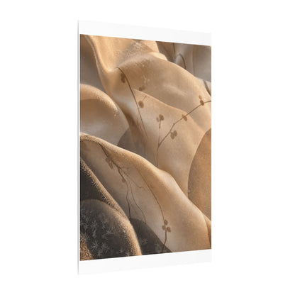 Japandi Silk Drape in Golden Hour | Japanese Pattern Canvas Art