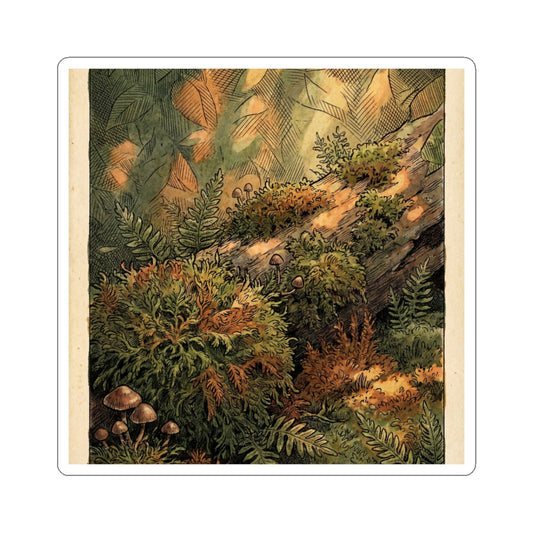 Enchanting Moss Close Up Sticker - Vintage Botanical Cottagecore Art Print