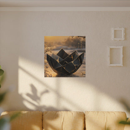 Kintsugi Paper Fold in Golden Hour | Gold Repair Canvas Art