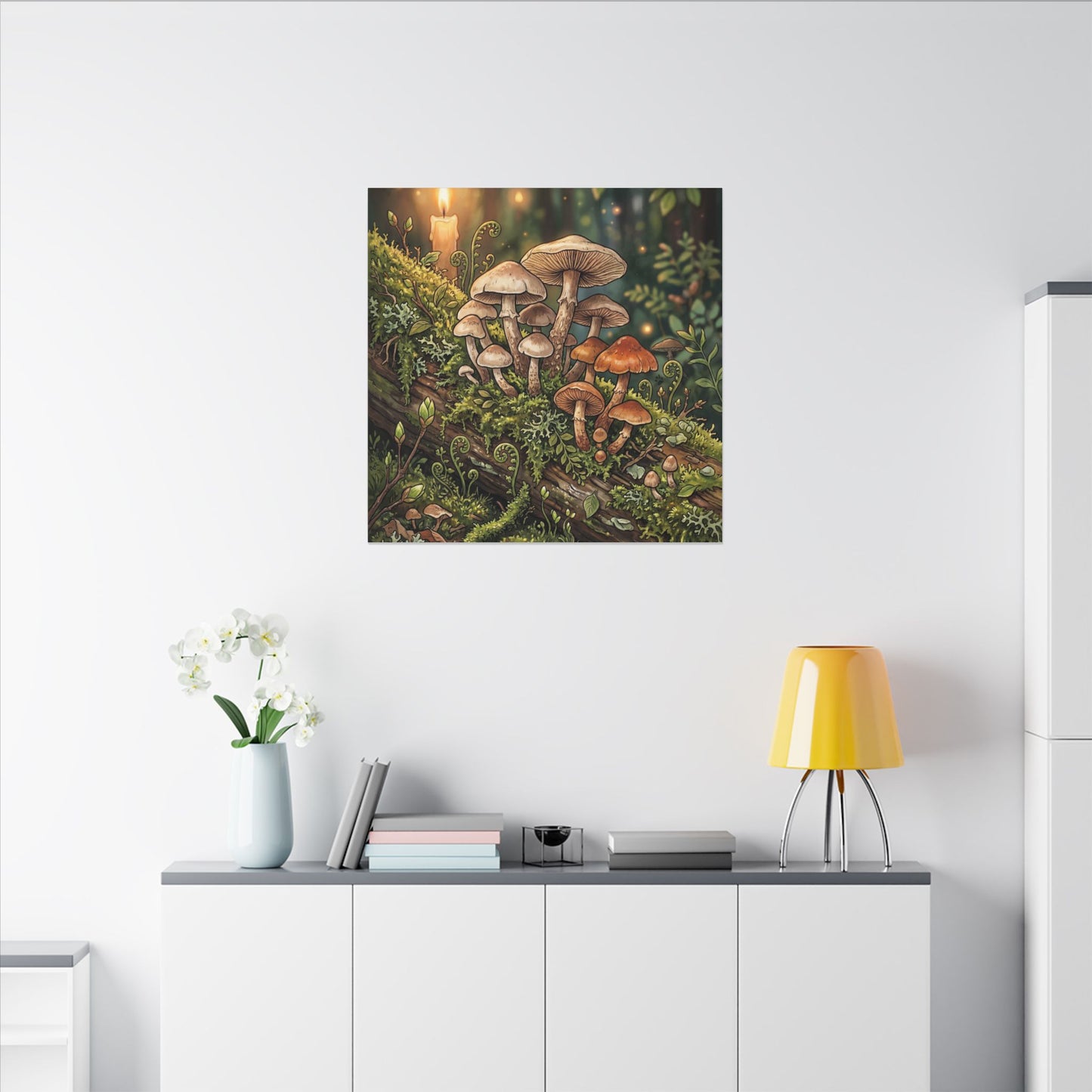Spring Wild Mushrooms Herbarium Canvas Art | Rustic Decor