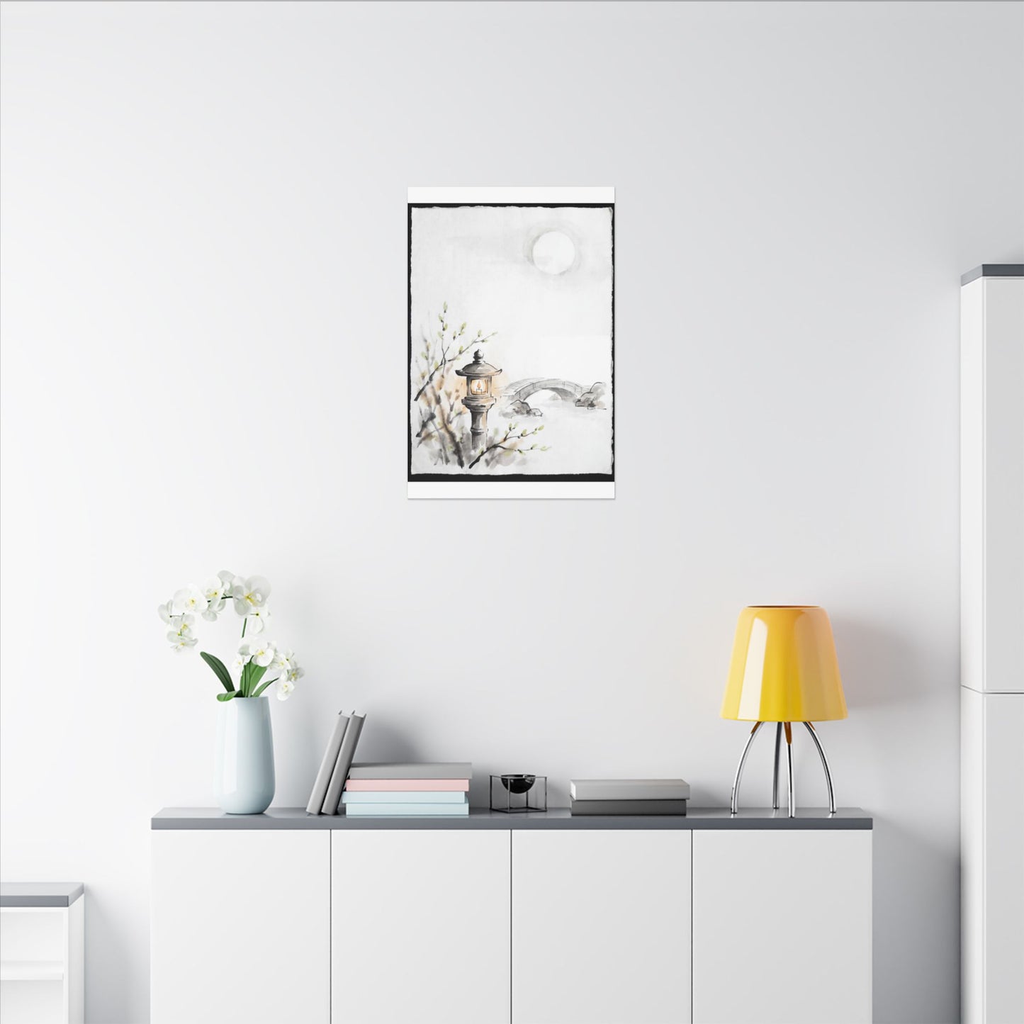 Moonlit Garden Spring Canvas Art | Zen Contemplative Design