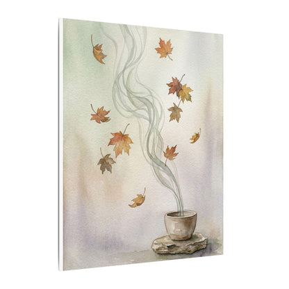Incense Smoke Canvas Art | Autumn Japandi Watercolor Art