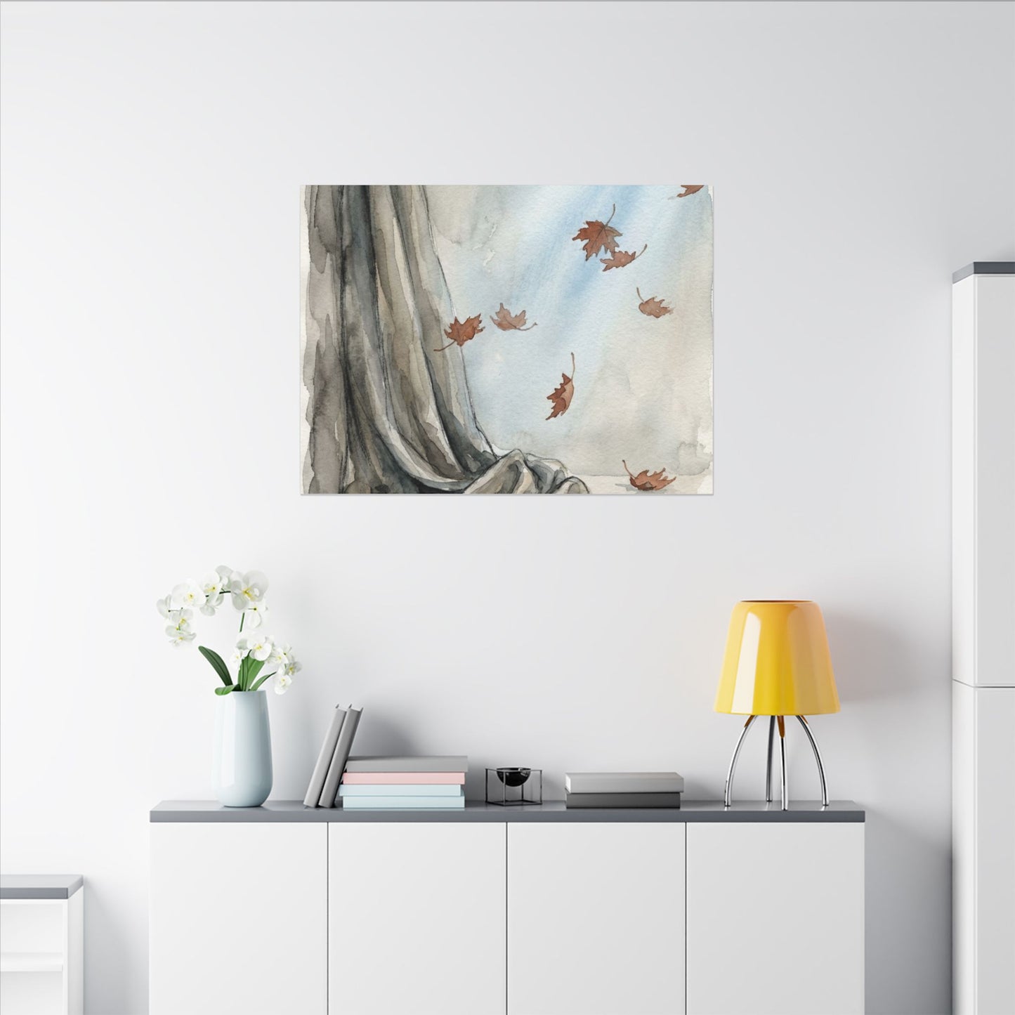 Ma Silk Drape Canvas Art - Japandi Watercolor