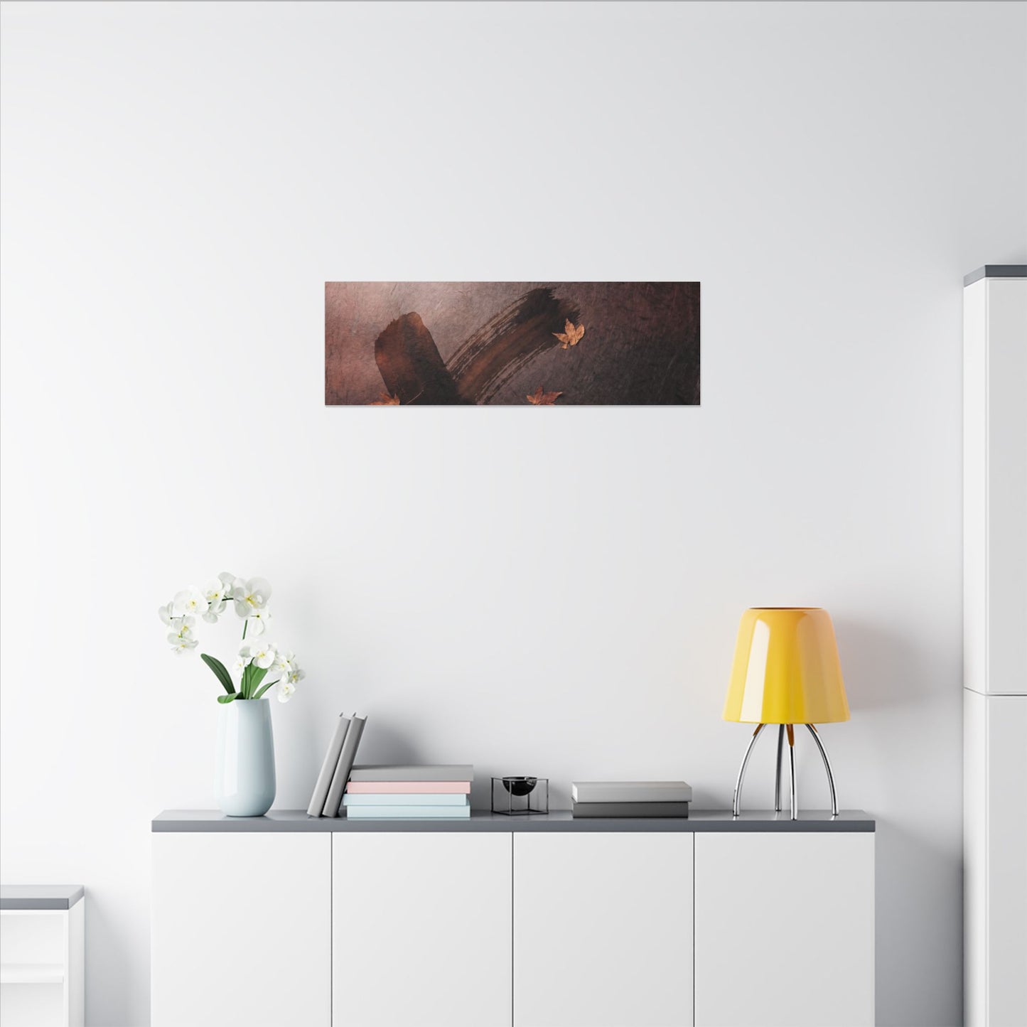 Moody Ink Brushstroke Canvas Art - Moody Minimal Dark Japandi