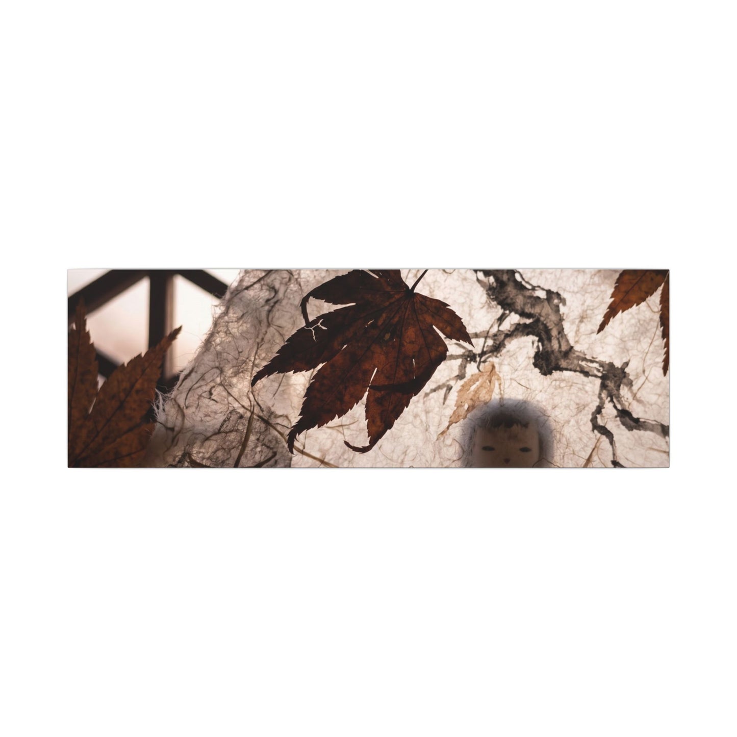 Shoji Screen Autumn Canvas Art | Dark Japandi Atmospheric Design