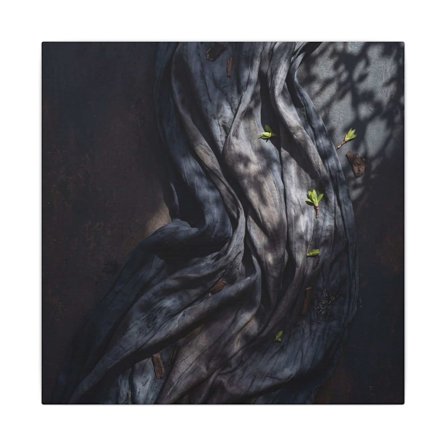 Seijaku Silk Drape Canvas Art - Dark Japandi Dark Texture