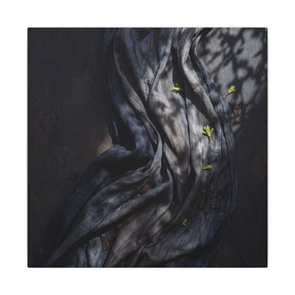 Seijaku Silk Drape Canvas Art - Dark Japandi Dark Texture