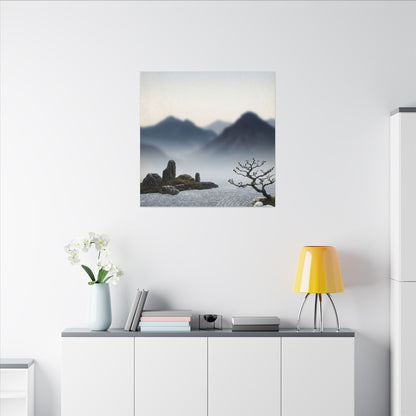 Mountain Mist Karesansui Canvas Art | Contemplative Zen Art