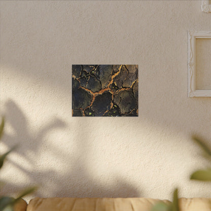 Cracked Earth Spring Canvas Art | Dark Japandi Atmospheric Design