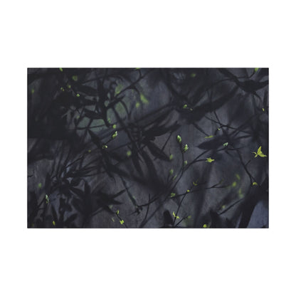 Shadow Play Spring Canvas Art | Dark Japandi Atmospheric Design