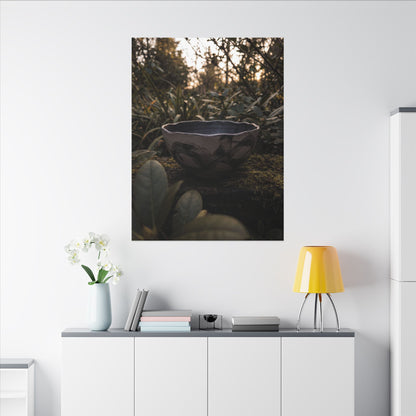 Ceramic Bowl Canvas Art | Summer Dark Japandi Charcoal Ink Art