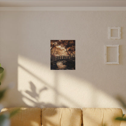 Autumn Wooden Bridge Gold Vein Canvas Art | Resilient Decor