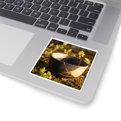 Seijaku Broken Pottery Sticker - Kintsugi Gold Repair Art Print