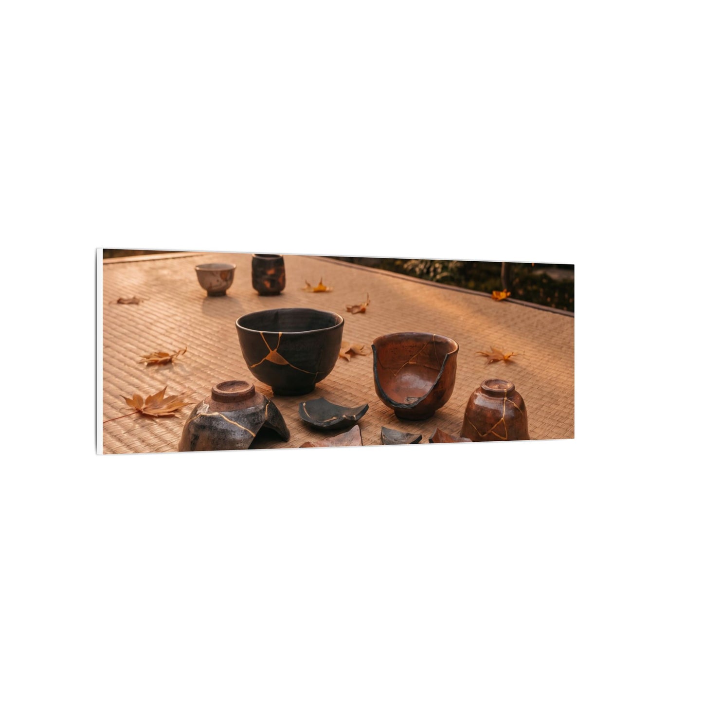 Golden Hour Tea Ceremony Canvas Art - Kintsugi Shibui