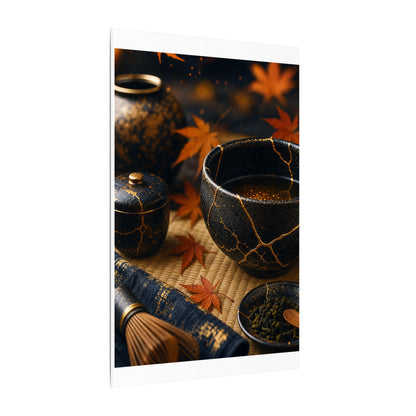 Seijaku Tea Ceremony Canvas Art - Kintsugi Gold Repair