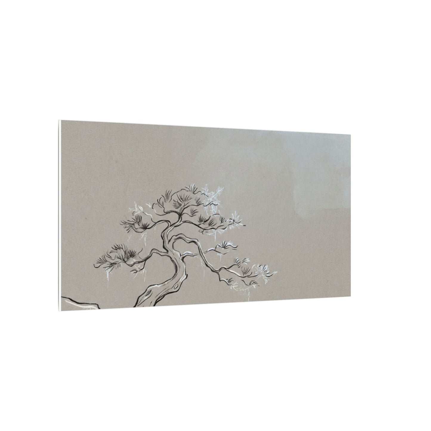 Pine Tree Minimal Line Canvas Art | Warm Japandi Art