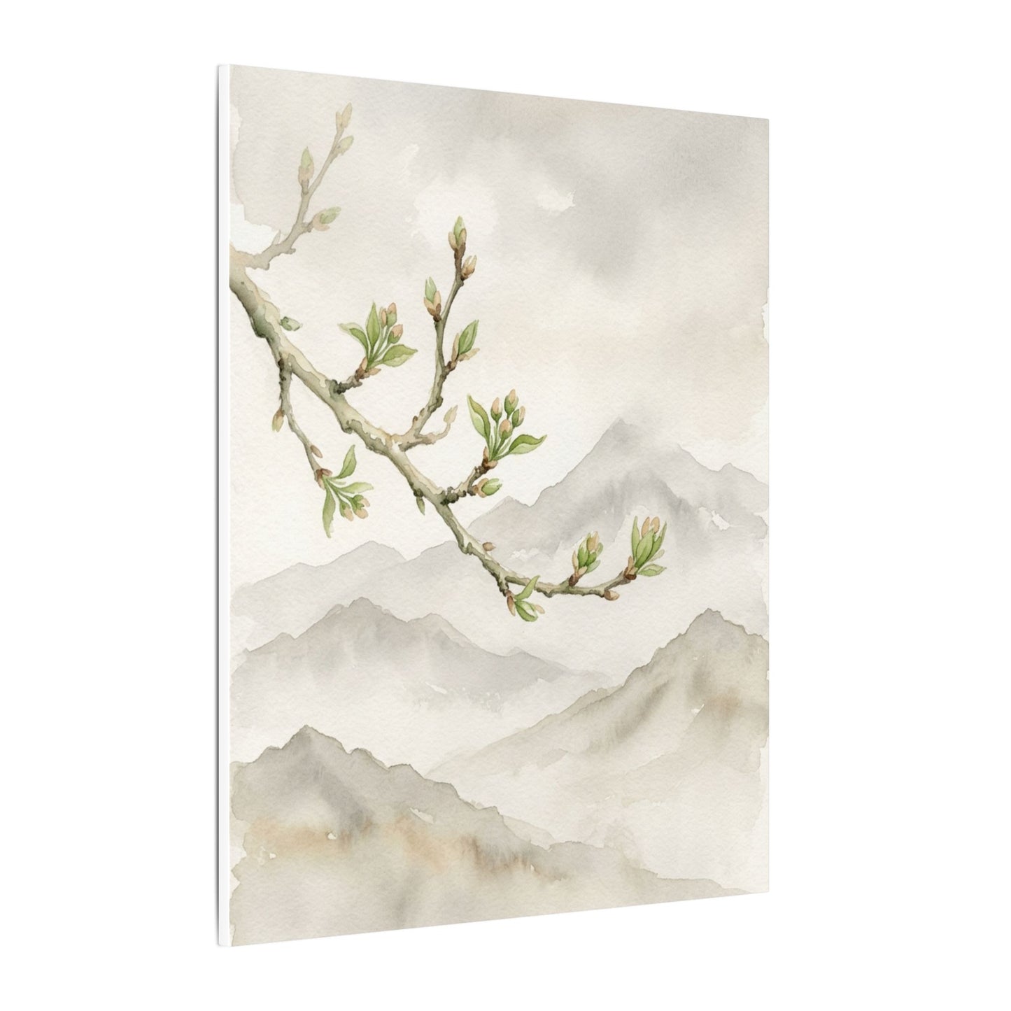 Spring Mountain Mist Watercolor Canvas Art | Cozy Decor