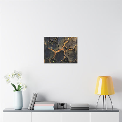 Cracked Earth Spring Canvas Art | Dark Japandi Atmospheric Design