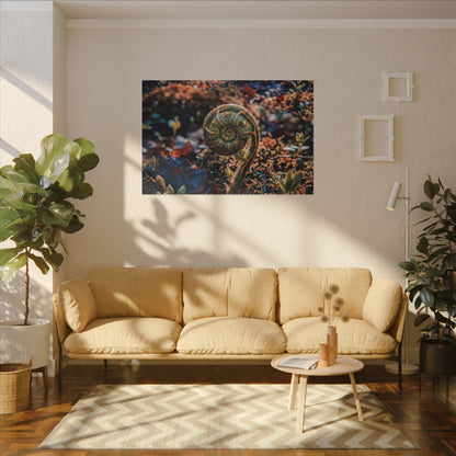 Kintsugi Fern Unfurling in Dappled | Gold Vein Canvas Art