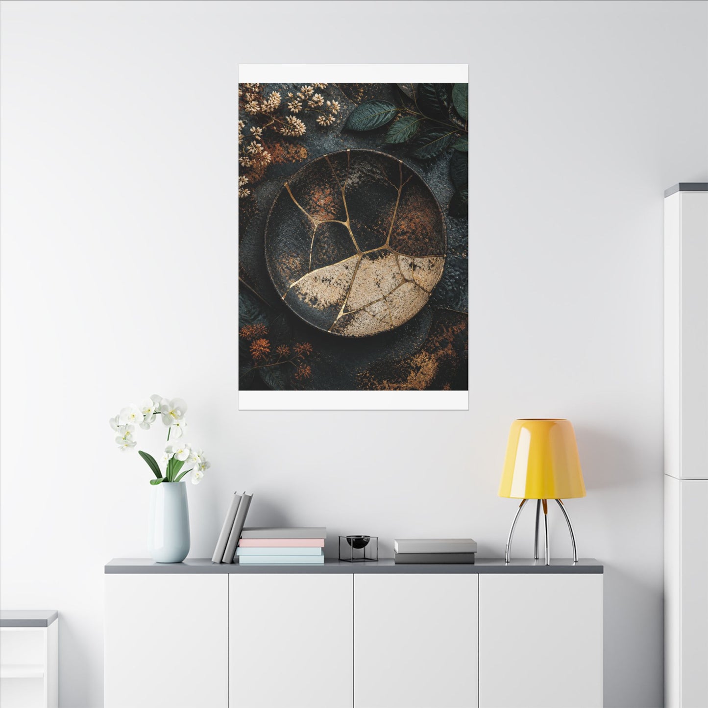 Kintsugi Rust Patina in Dawn | Gold Repair Canvas Art