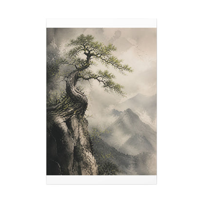 Spring Pine Tree Watercolor Canvas Art | Warm Decor