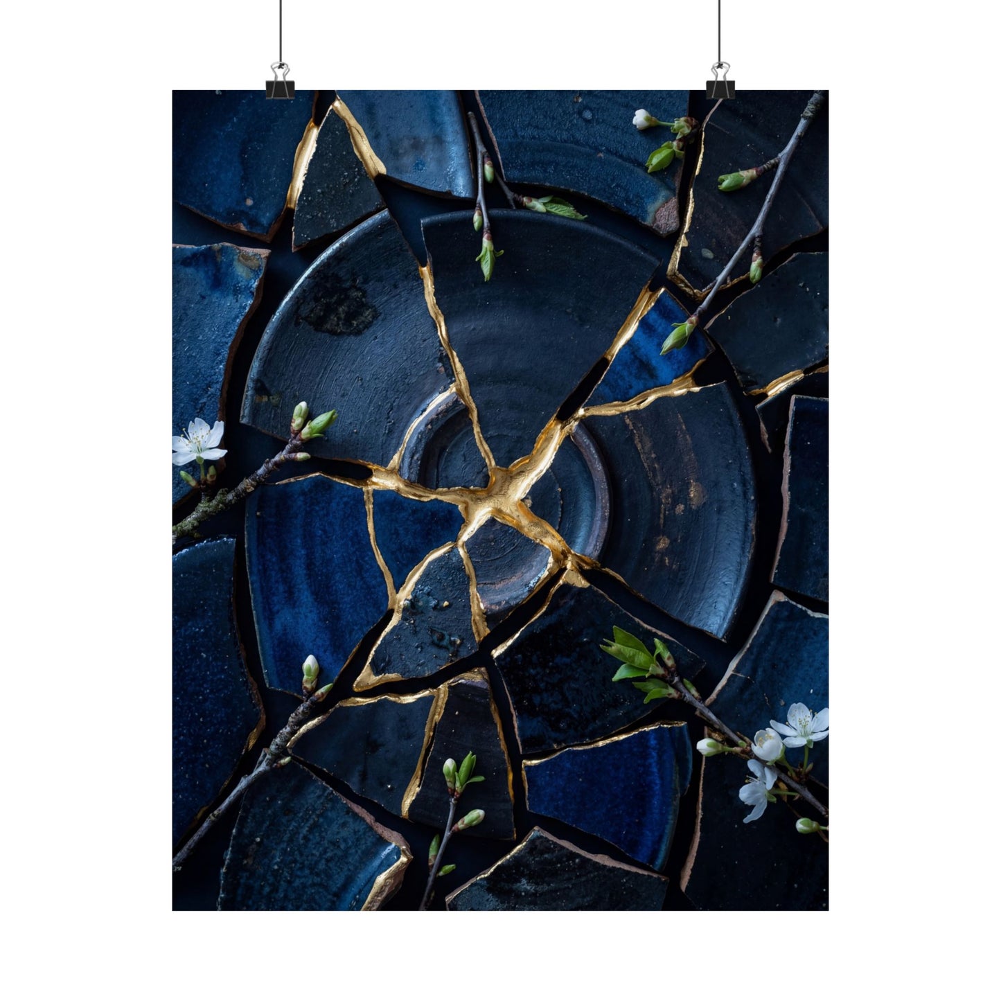 Broken Pottery Spring Wall Art Print | Kintsugi Resilient Design Art Print
