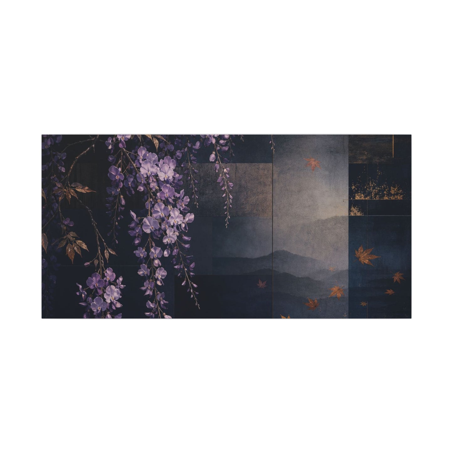Dawn Wisteria Canvas Art - Dark Japandi Fukinsei