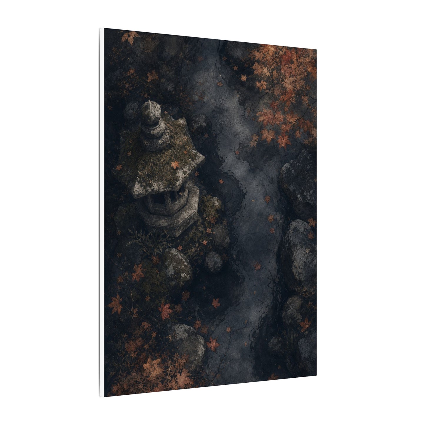 Stone Lantern Canvas Art | Autumn Japandi Texture Art