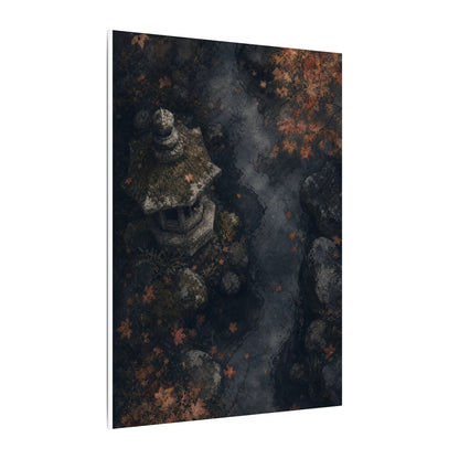 Stone Lantern Canvas Art | Autumn Japandi Texture Art