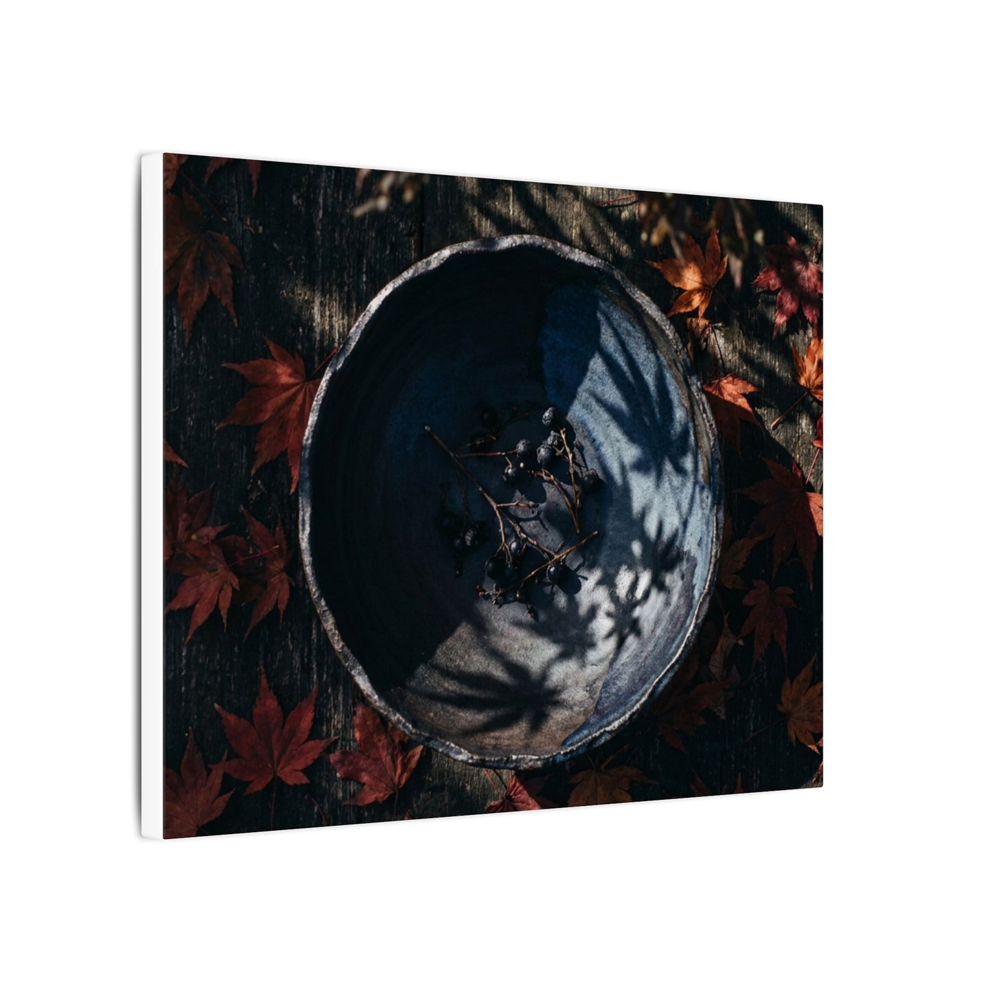 Autumn Ceramic Bowl Shadow Zen Canvas Art | Bold Decor