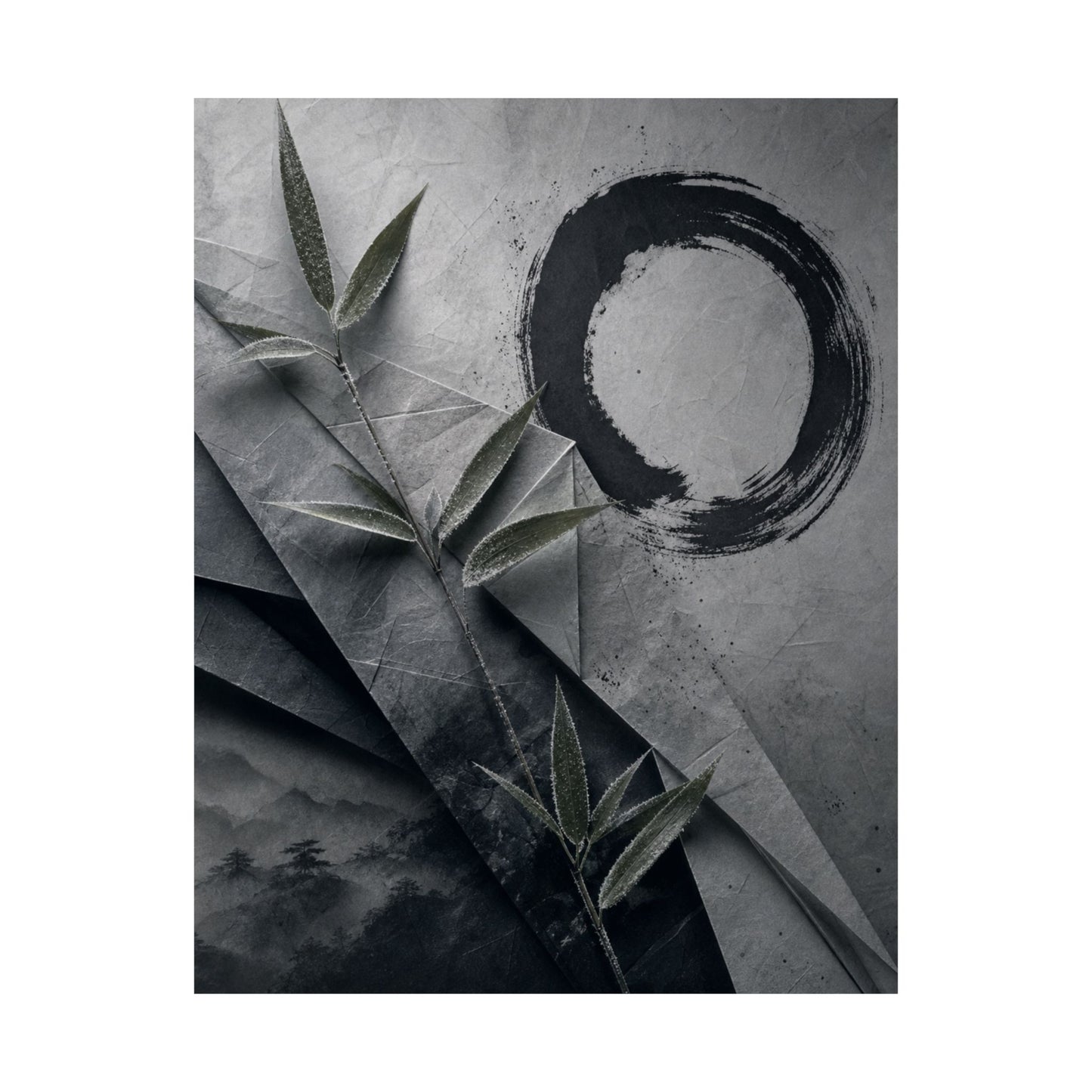 Winter Paper Fold Enso Wall Art Print | Tranquil Decor