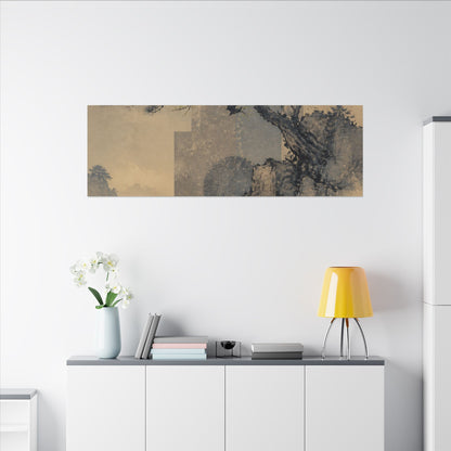 Japandi Pine Tree in Moonlight | Japanese Pattern Canvas Art