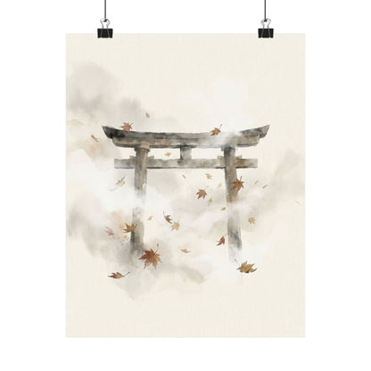 Calm Torii Gate Wall Art Print - Sumi E Zen