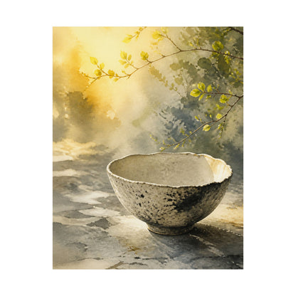 Ceramic Bowl Wall Art Print | Spring Japandi Watercolor Art