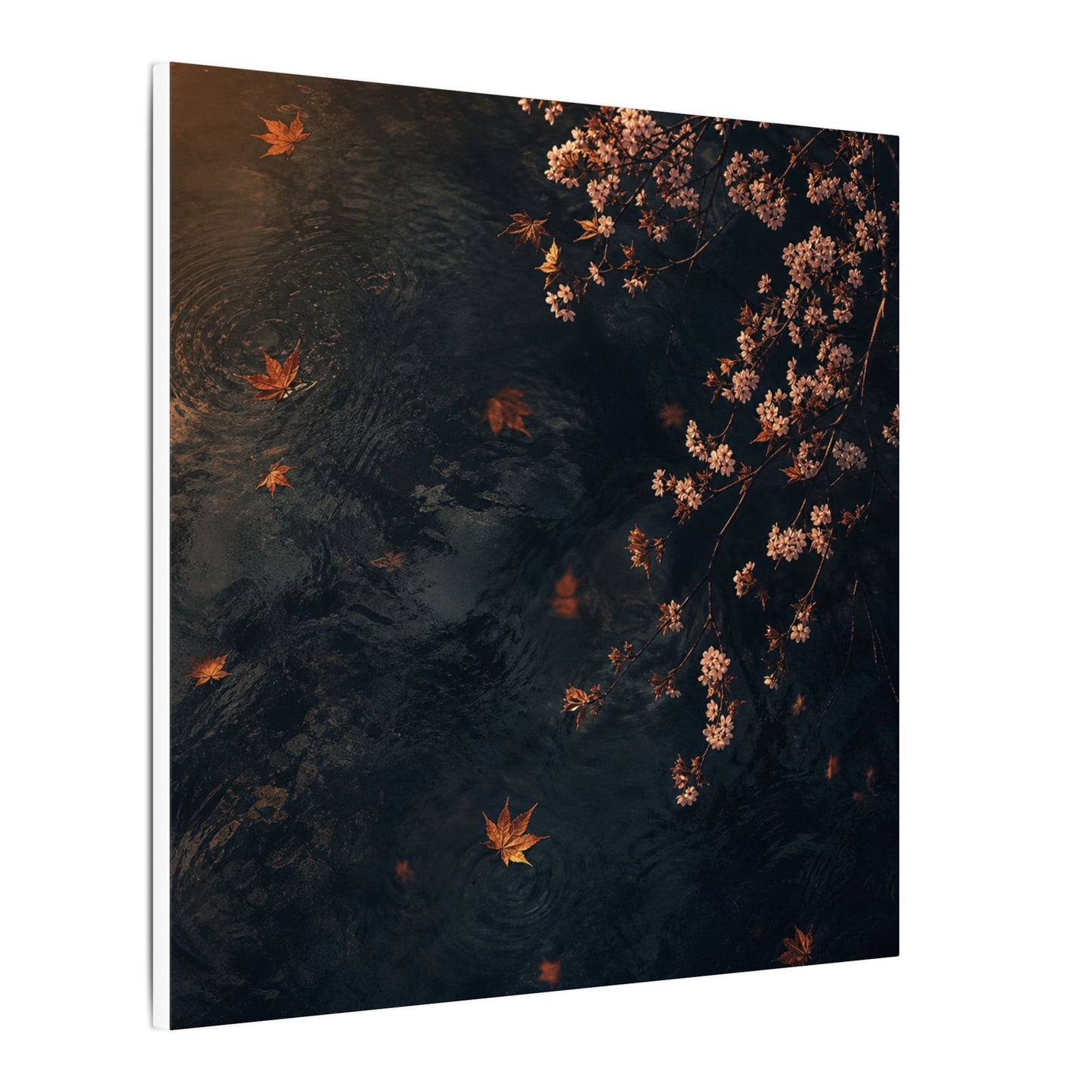 Golden Hour Cherry Blossom Canvas Art - Dark Japandi Kanso