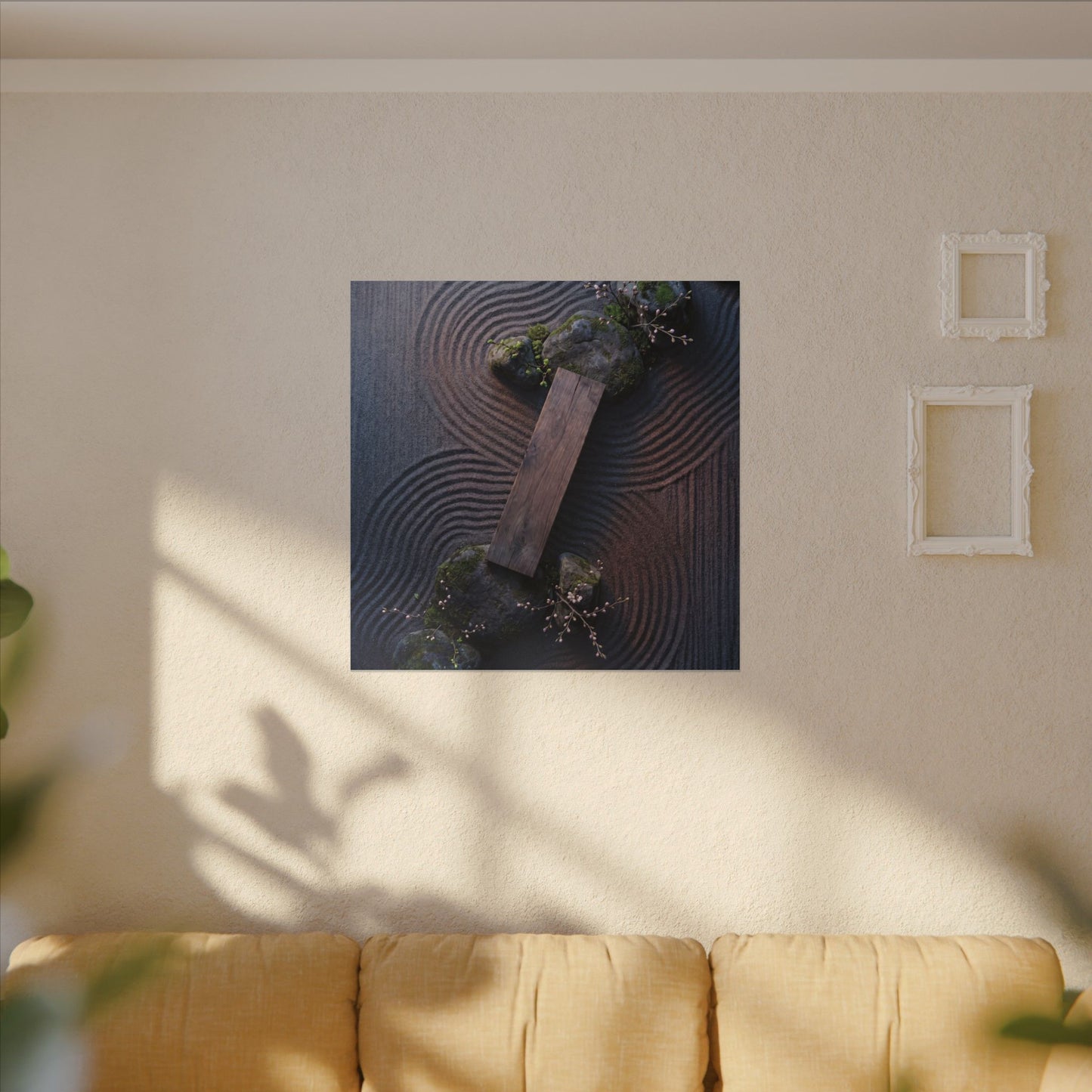Spring Rock Garden Moody Minimal Canvas Art | Atmospheric Decor