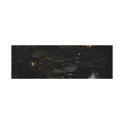 Moonlit Garden Shadow Zen Canvas Art | Sophisticated Dark Japandi Art