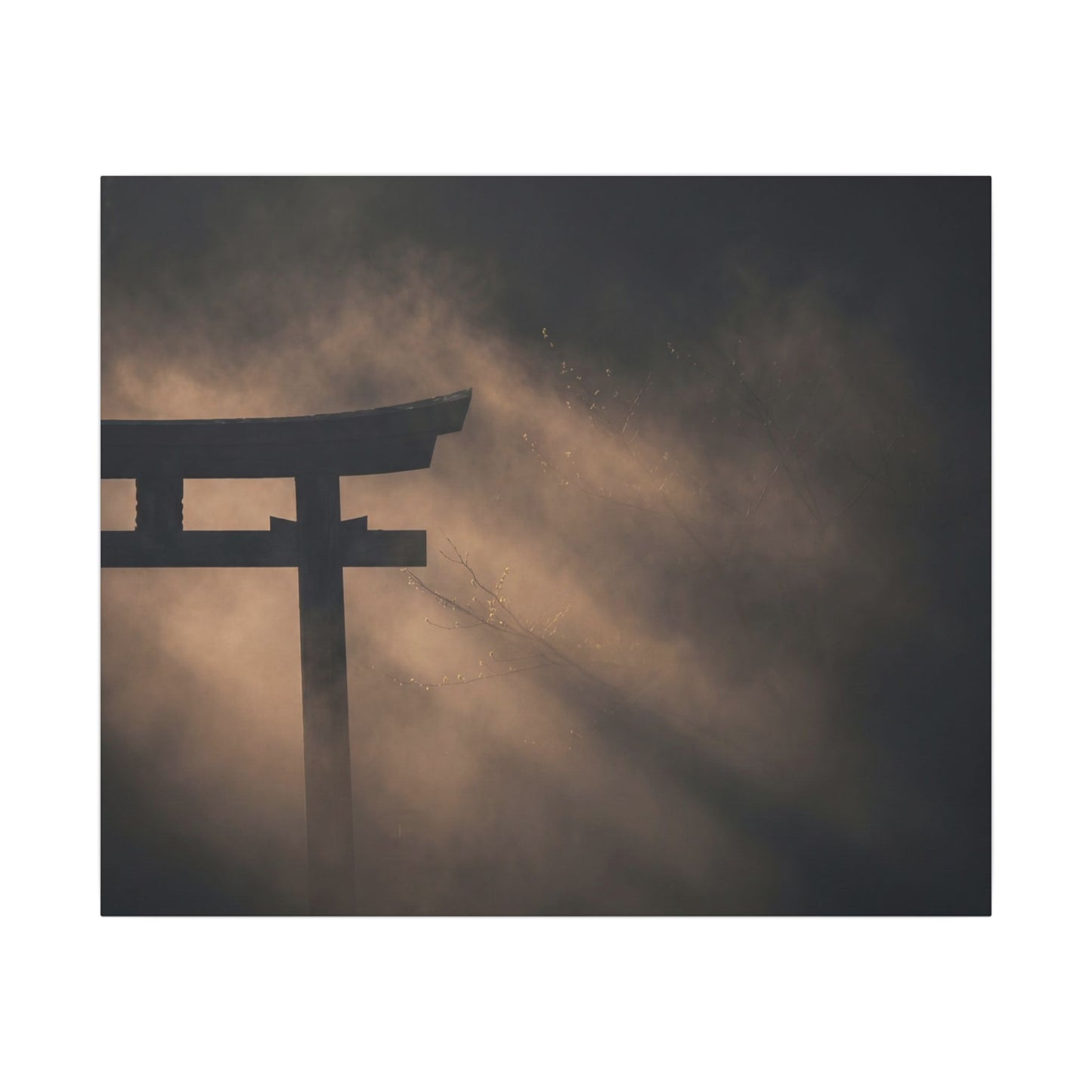 Torii Gate Shadow Zen Canvas Art | Bold Dark Japandi Art