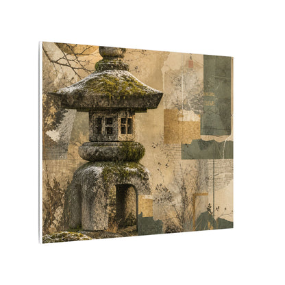 Elegant Stone Lantern Canvas Art - Texture Japandi