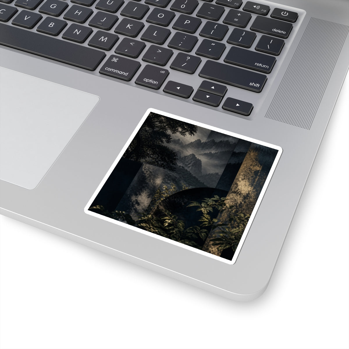Moody Mountain Mist Sticker - Moody Minimal Dark Japandi