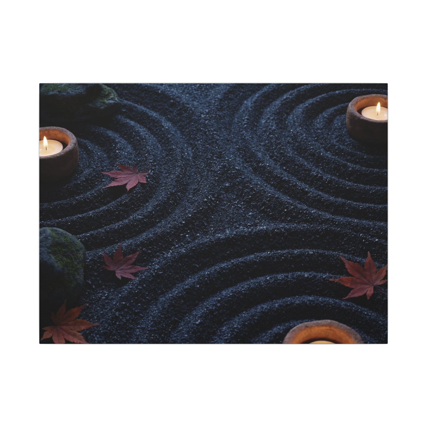 Seijaku Rock Garden Canvas Art - Dark Japandi Dark Texture Art Print