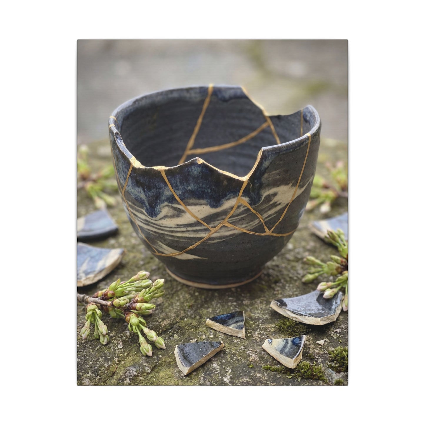 Datsuzoku Ceramic Bowl Canvas Art - Kintsugi Gold Repair