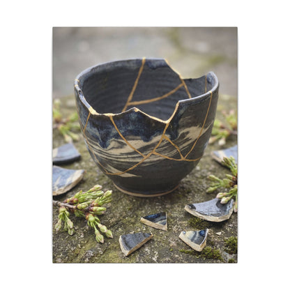 Datsuzoku Ceramic Bowl Canvas Art - Kintsugi Gold Repair